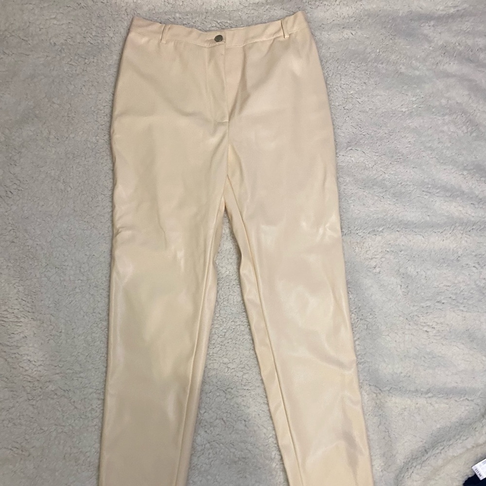 Cream Colored Leather Trousers